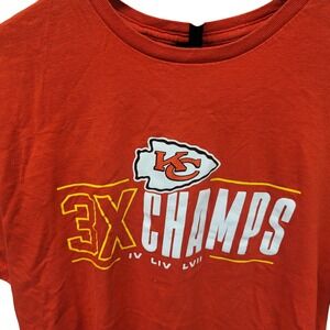 Kansas City Chiefs 3X Champs NFL Football Red Shirt Men's Large Gildan Softstyle